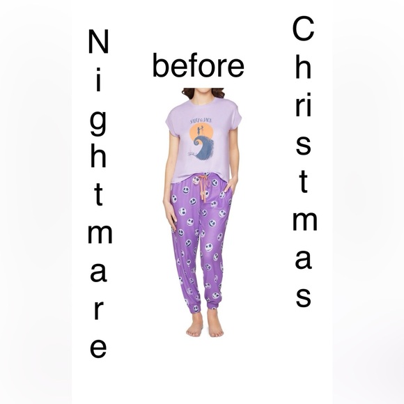 Women’s nightmare before Christmas pajama set size large new  purple color new - Picture 1 of 10